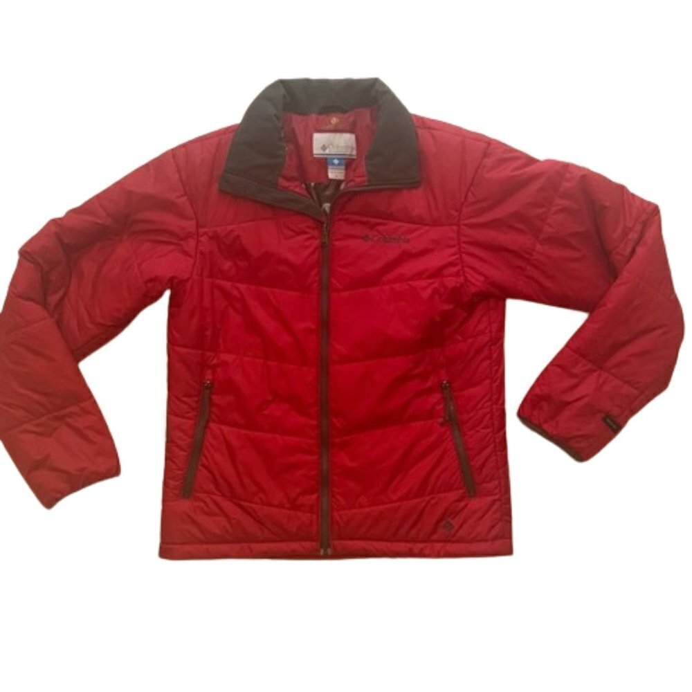 Columbia Mens Red Puffer Jacket Medium Omni-Heat Interchange Winter Coat Outdoor